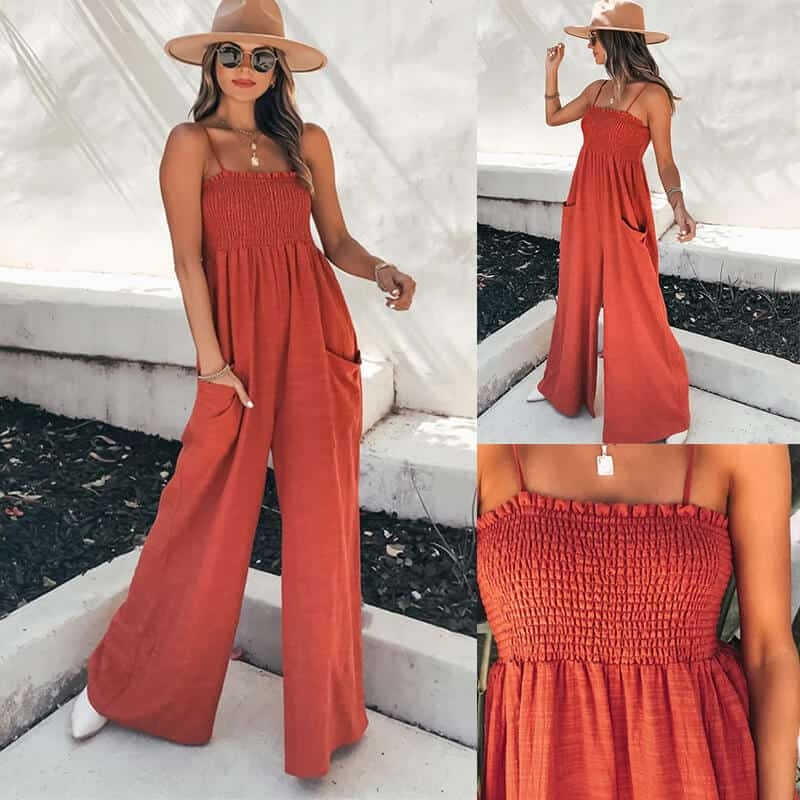 Toperth Off the Shoulder Red Jumpsuits – Toperth