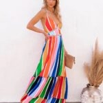 Toperth Summer Rainbow Color Design Dress – TOPERTH