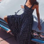 Toperth Polka Dots Halter Straps Long Dresses – TOPERTH Toperth Polka Dots Halter Straps Long Dresses – TOPERTH