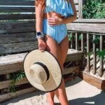 Toperth Striped Ruffle One Shoulder Bikini Swimwear – TOPERTH