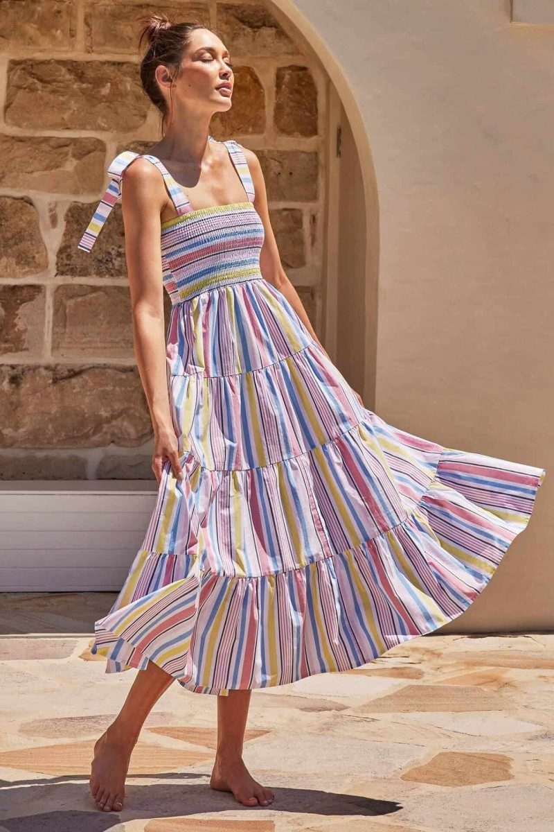 Toperth Halter Striped Printed Skirt Dress – Toperth