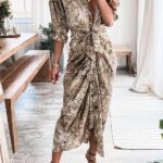 Toperth Long Sleeve Print Drape Dress – TOPERTH