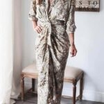 Toperth Long Sleeve Print Drape Dress – TOPERTH