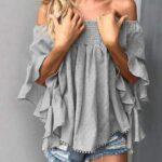 Toperth Ruffles Off Shoulder Casual Blouses Tops – TOPERTH Toperth Ruffles Off Shoulder Casual Blouses Tops – TOPERTH
