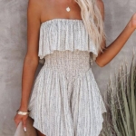 Toperth Summer Smocked Strapless Romper – TOPERTH Toperth Summer Smocked Strapless Romper – TOPERTH