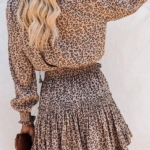 Toperth Long Sleeve Leopard Smocked Ruffle Dress – TOPERTH