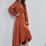 Toperth V-Neck Solid Color Irregular Long Dress – TOPERTH Toperth V-Neck Solid Color Irregular Long Dress – TOPERTH