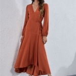 Toperth V-Neck Solid Color Irregular Long Dress – TOPERTH
