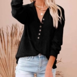 Toperth Collared Button Solid Color Down Knit Top – TOPERTH Toperth Collared Button Solid Color Down Knit Top – TOPERTH