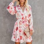 Toperth Floral Print Long Sleeve Button Dress – TOPERTH