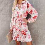 Toperth Floral Print Long Sleeve Button Dress – TOPERTH