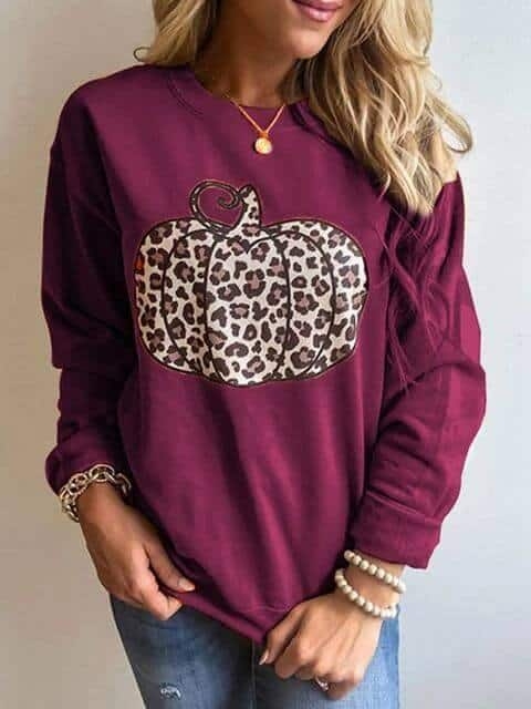 Toperth Halloween Leopard Pumpkin Sweatshirt – Toperth