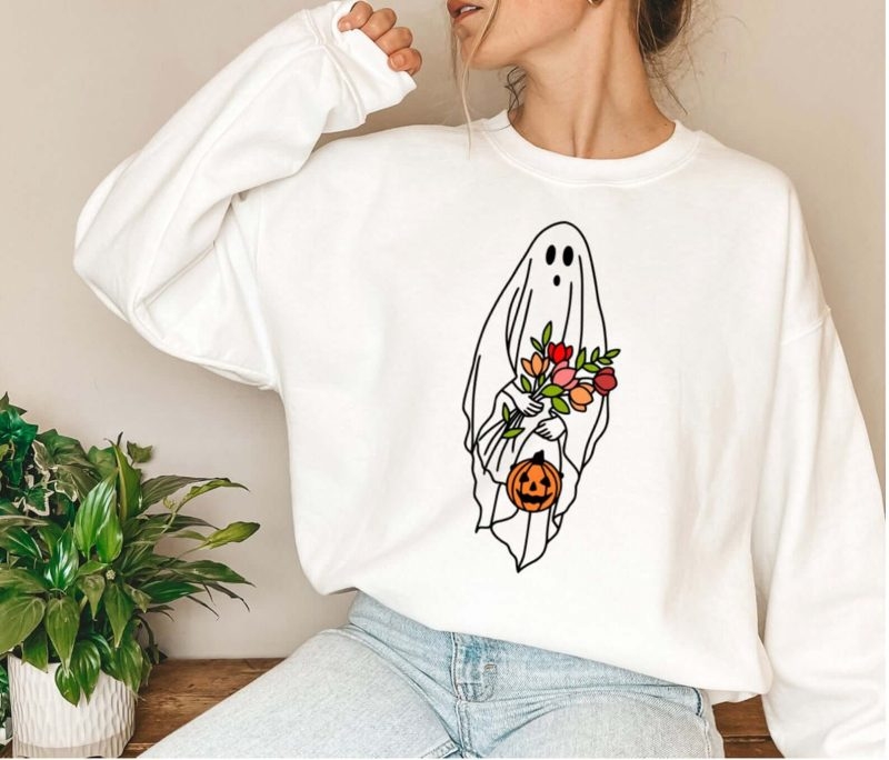 Toperth Halloween Floral Ghost Sweatshirt – Toperth