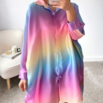 Toperth Rainbow Oversized Tops Shirt Dress – TOPERTH