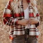 Toperth Red Plaid Button Down Top Jacket – TOPERTH