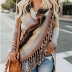 Toperth Fringed Batch Shoulder Coat Sweater – TOPERTH