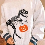 Toperth Halloween Skull and Pumpkin Print Sweatshirt – TOPERTH