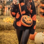 Toperth Halloween Orange Pumpkin Knit Sweater – TOPERTH