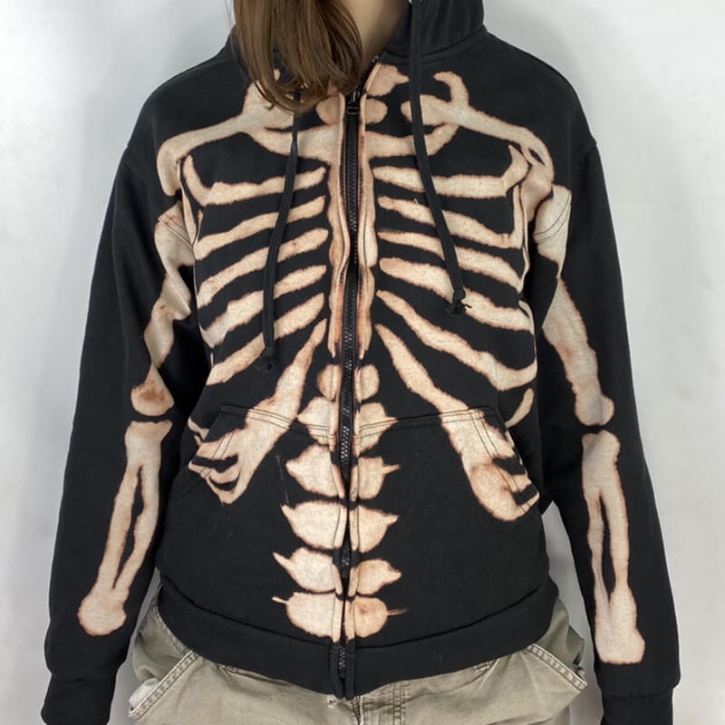 Toperth Halloween Skull Skeleton Print Hoodies – Toperth