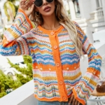 Toperth Rainbow Striped Pullover Loose Cardigan – TOPERTH