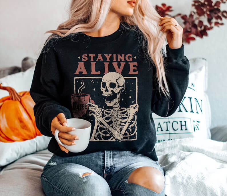 Toperth Halloween Staying Alive Sweatshirt – Toperth