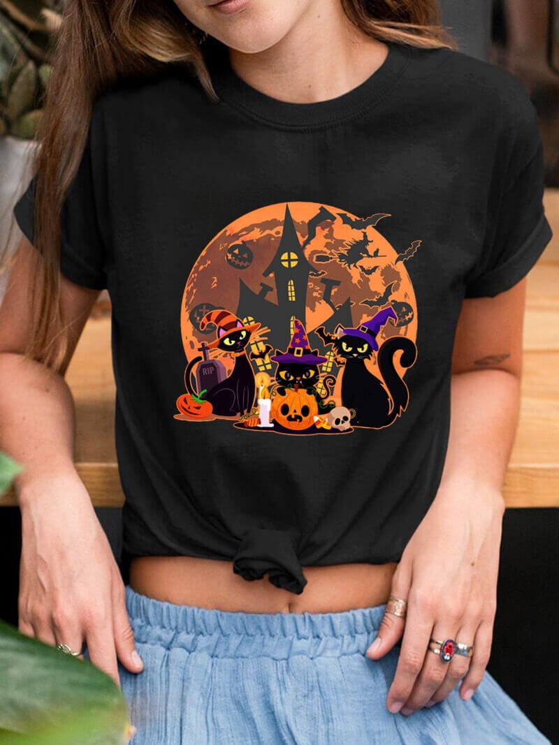 Toperth Halloween Night Cat Party T-Shirt – Toperth