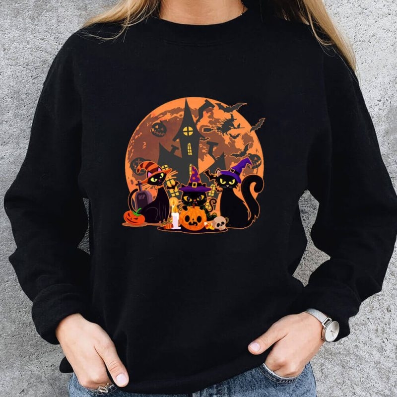 Toperth Halloween Night Cat Party Sweatshirt – Toperth