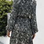 Toperth Leopard Print Ruffle Tie Long Sleeve Dress – TOPERTH