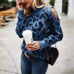 Toperth High Neck Leopard Print Long Sleeve Strapless Sweater – TOPERTH