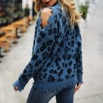 Toperth High Neck Leopard Print Long Sleeve Strapless Sweater – TOPERTH