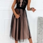 Toperth Party Black Chiffon Lace Midi Dress – TOPERTH