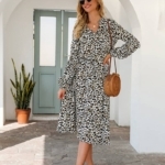 Toperth Long Sleeve Leopard Print Maxi Dress – TOPERTH