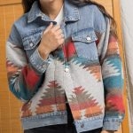 Toperth Short Coachella Aztec Denim Jacket – TOPERTH