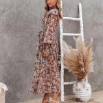 Toperth High-Necked Floral Tied Waist Midi Dress – TOPERTH