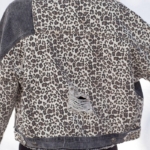 Toperth Leopard Print Patchwork Corduroy Ripped Denim Jacket – TOPERTH