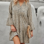 Toperth Leopard Print Sexy Long-Sleeved Dress – TOPERTH