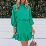Toperth Green Ruffle Satin Dress – TOPERTH