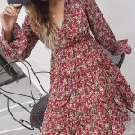 Toperth V-Neck Waist Bubble Sleeve floral Dress – TOPERTH