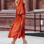 Toperth Solid Color Satin Drawstring Midi Dress – TOPERTH