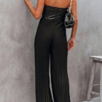Toperth Solid Color Strapless Pleated Jumpsuit – TOPERTH