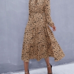 Toperth Leopard Print Flared Long Sleeve Dress – TOPERTH