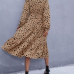 Toperth Leopard Print Flared Long Sleeve Dress – TOPERTH