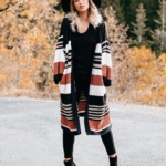 Toperth Stripe Open Front Pocket Long Cardigan Sweater – TOPERTH