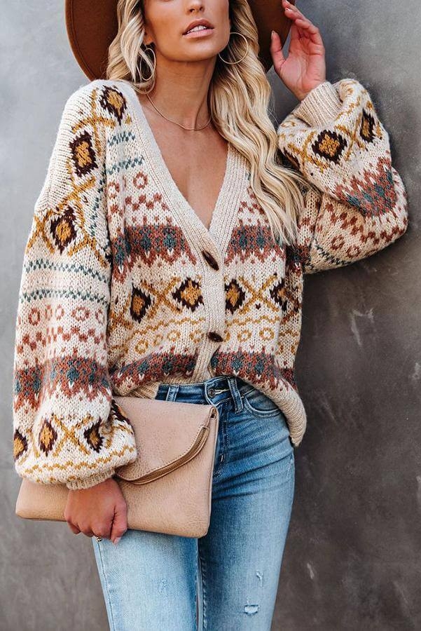 Toperth Boho Button Front Relaxed Cardigan – Toperth
