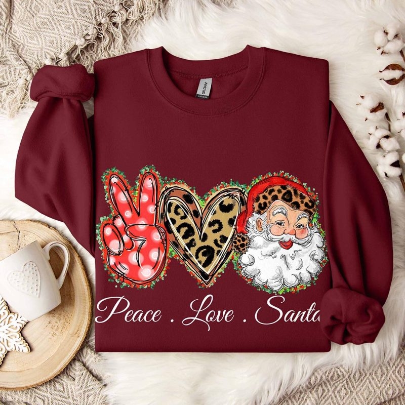 Toperth Christmas Peace love Santa Sweatshirt – Toperth