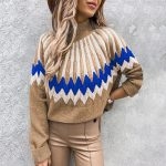 Toperth Boho Casual High-Neck Printed Knit Sweater – TOPERTH