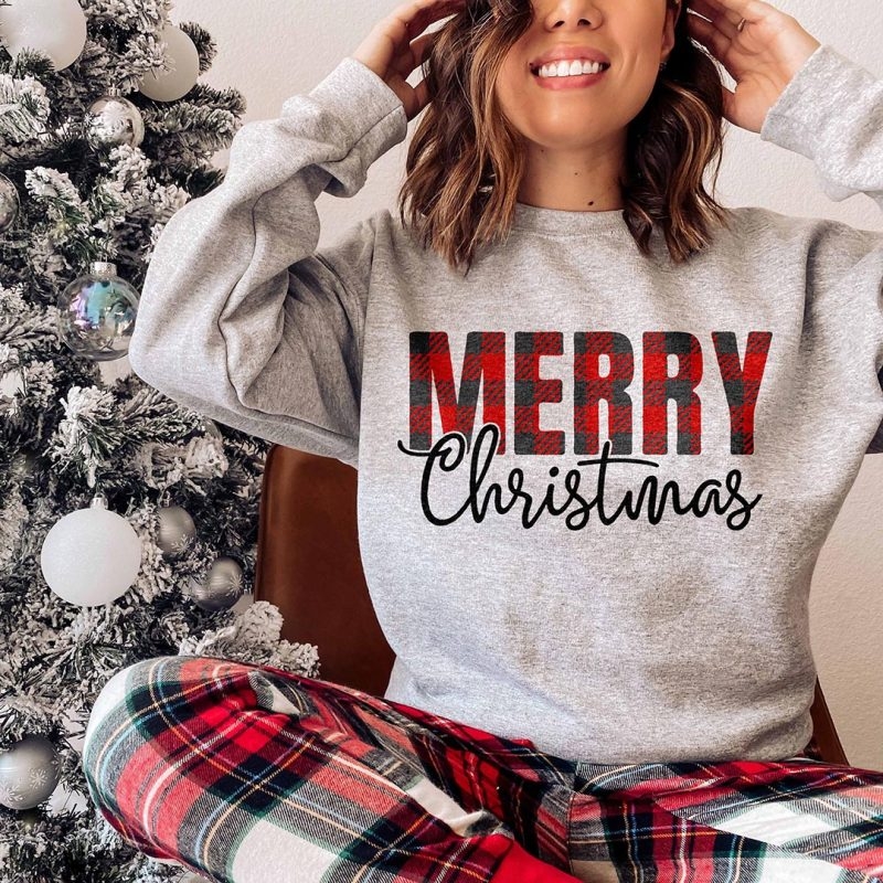 Toperth Merry Christmas Buffalo Plaid Sweatshirts – Toperth