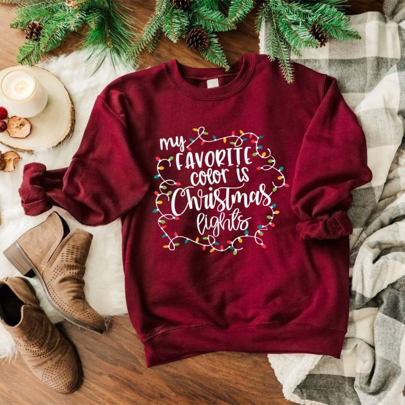 Toperth My favorite Color is Christmas Lights Sweatshirts – Toperth