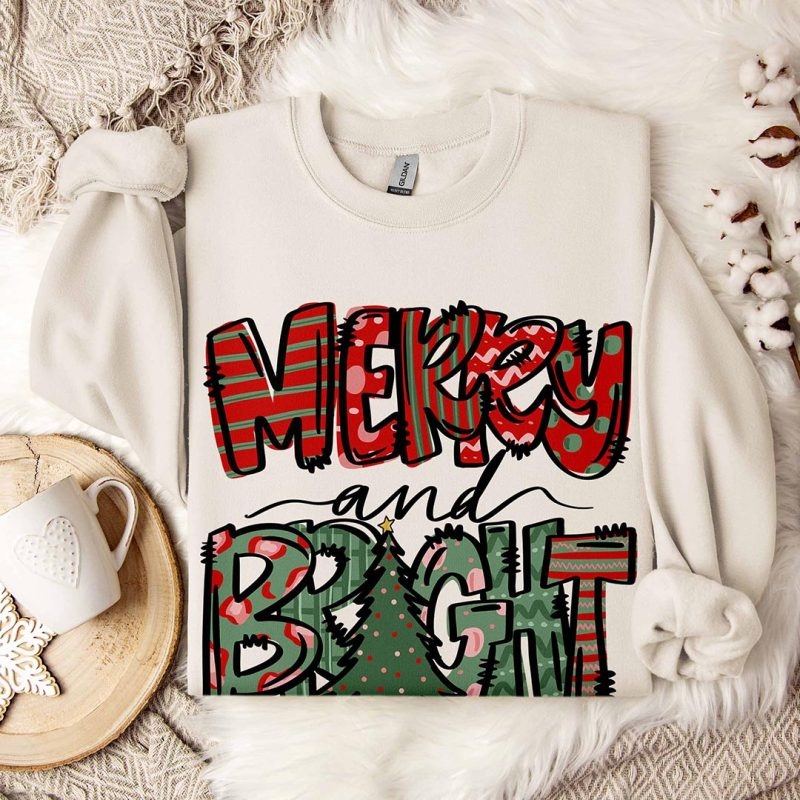 Toperth Christmas Merry And Bright Sweatshirt – Toperth