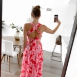 Toperth Floral Pleated Back Long Dress – TOPERTH
